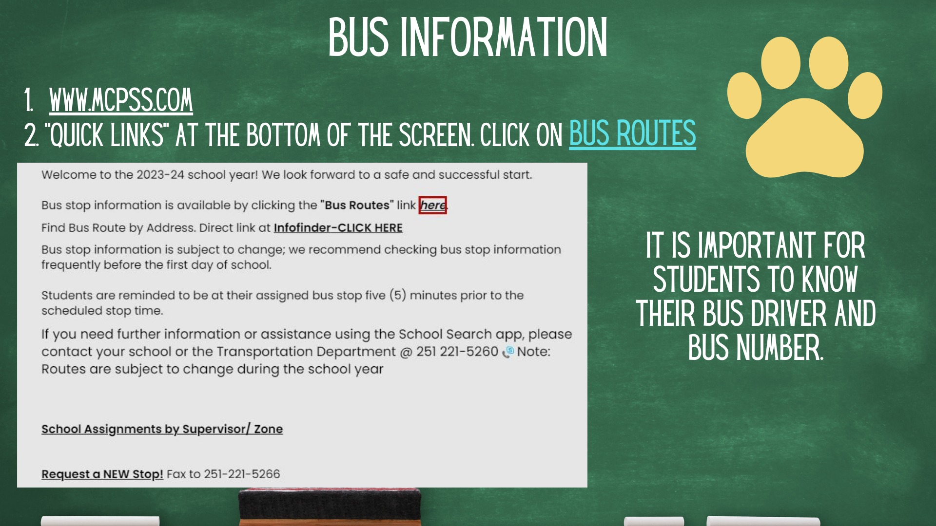 bus information