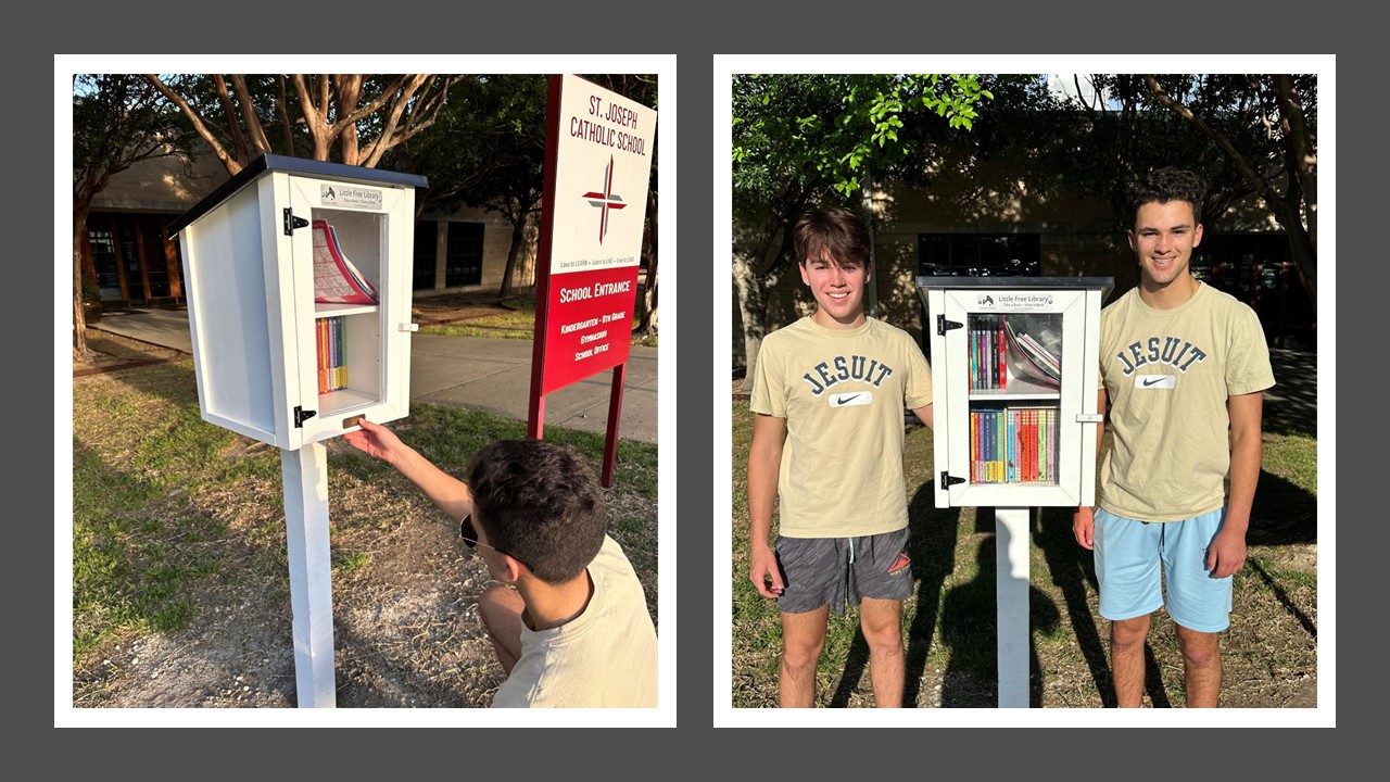 photo of mini library on campus 