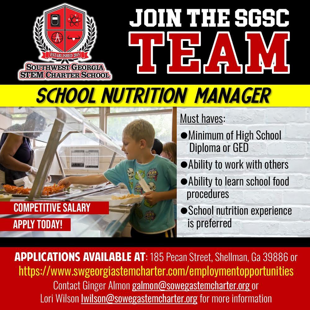 Now Hiring School Nutrition Manager