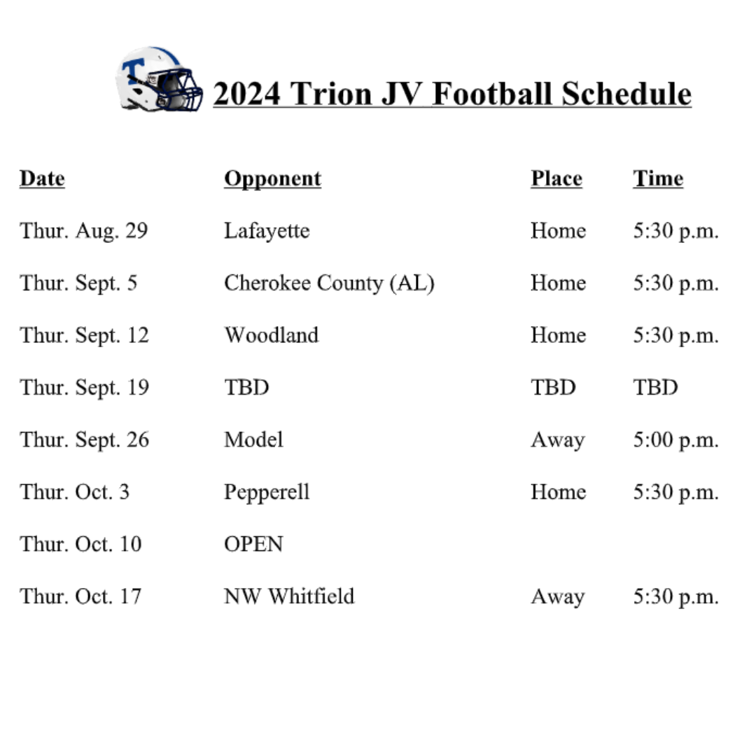 2024 JV FOOTBALL SCHEDULE