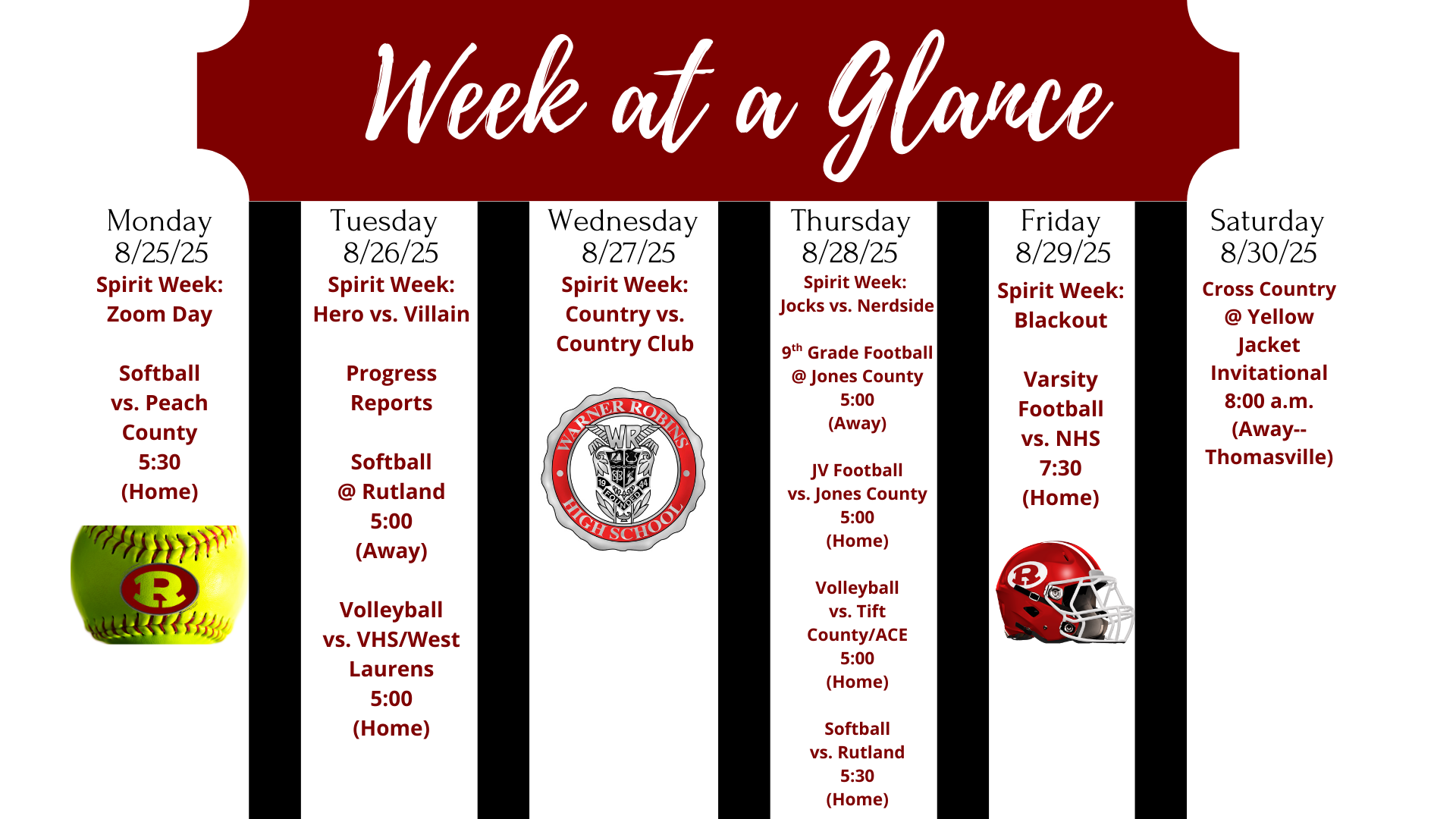 Week at a Glance Aug. 25-Aug.30