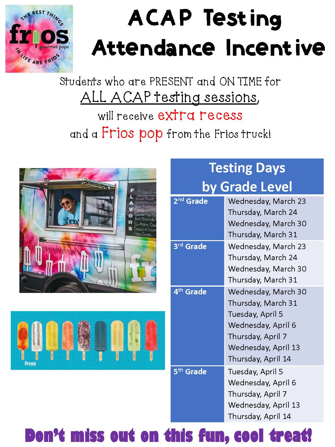 ACAP Testing Dates and Incentives ACAP Testing Dates and Incentives