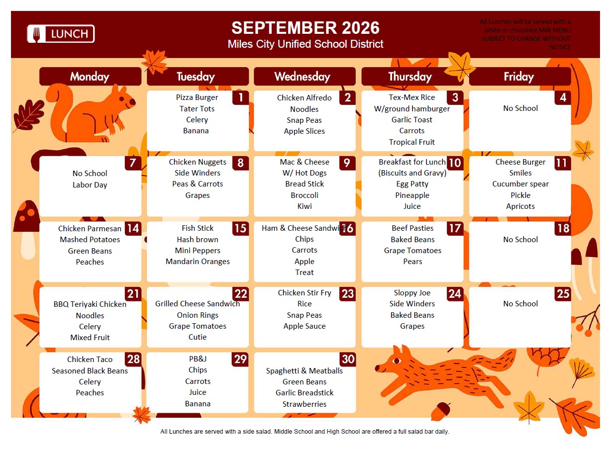 September Lunch Menu