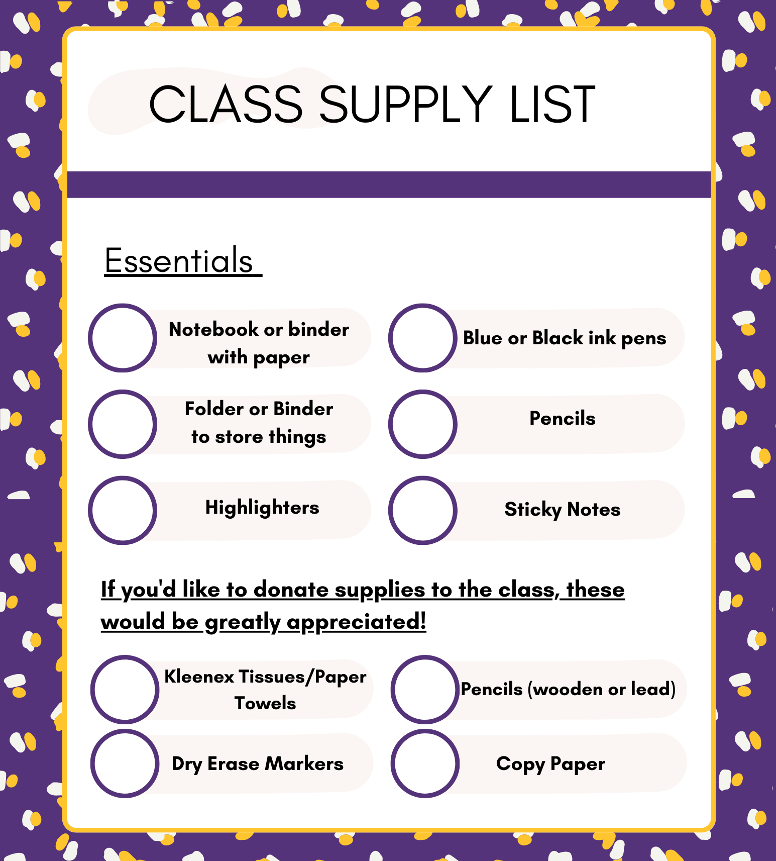 supply list