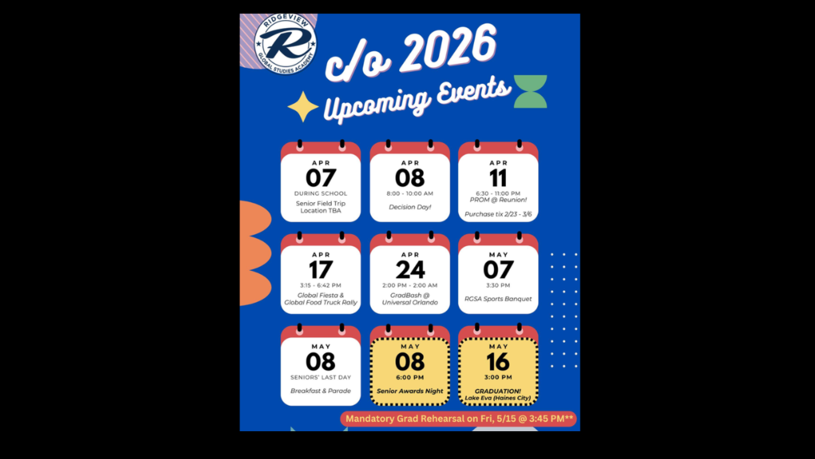 Upcoming Dates for Seniors