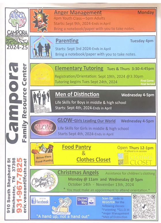 Food boxes are available for pickup via CAMPORA Family resource center  