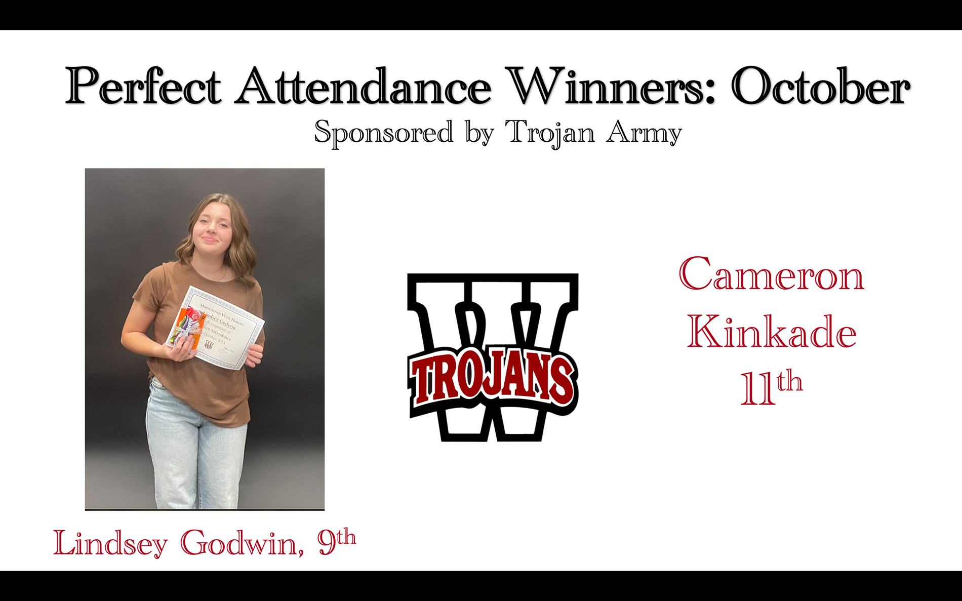 Cameron Kincade Lindsey Perfect Attendance