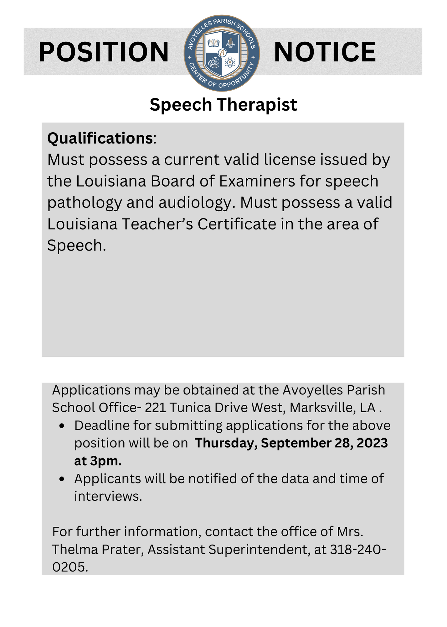 Speech Therapist Job Vacancy