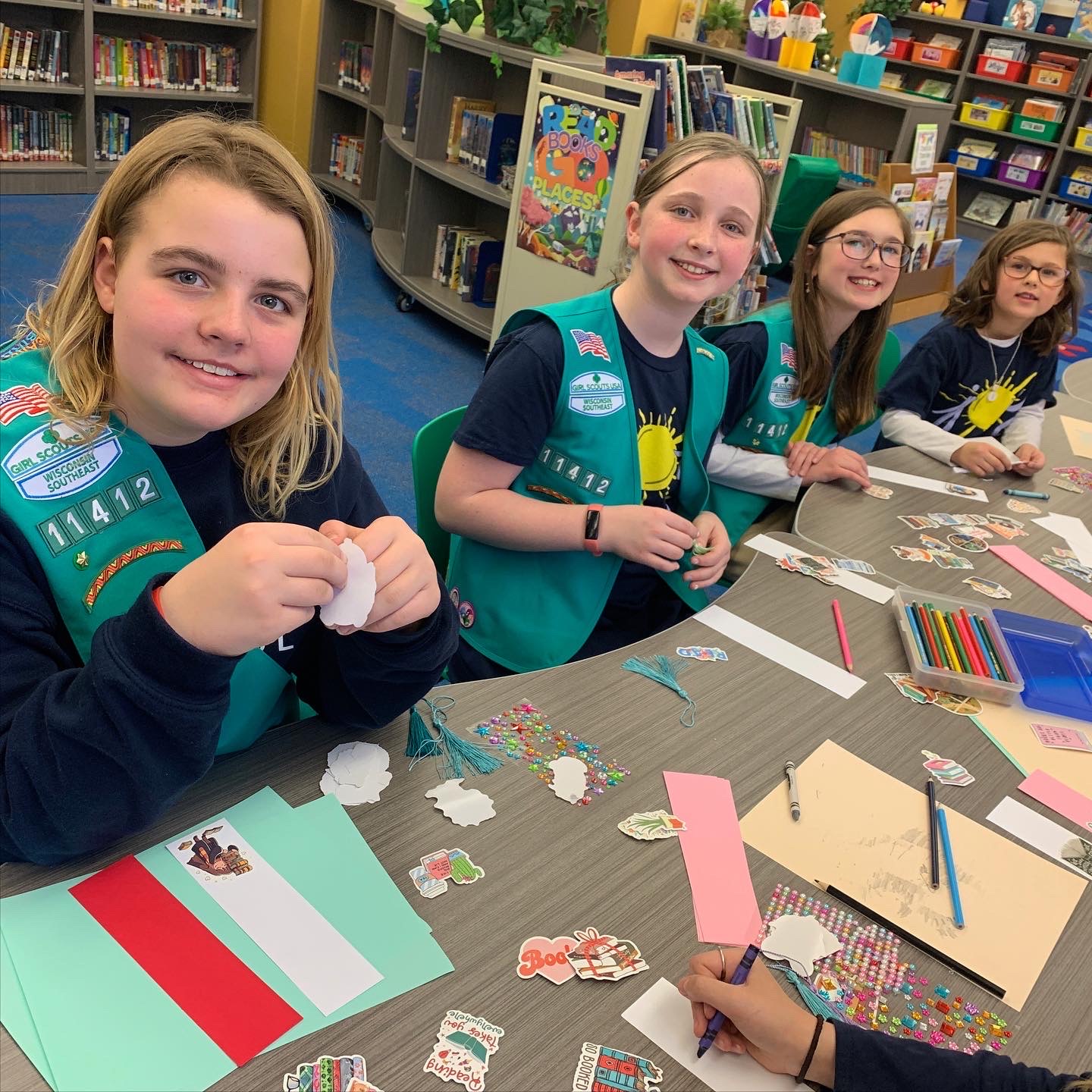 Girl Scouts Bookmark Making