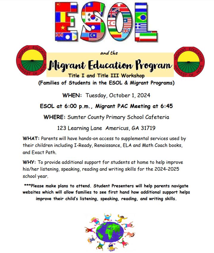 ESOL AND MIGRANT EDUCATION PROGRAM WORKSHOP OCTOBER