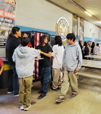 Students in the shop during a trades class