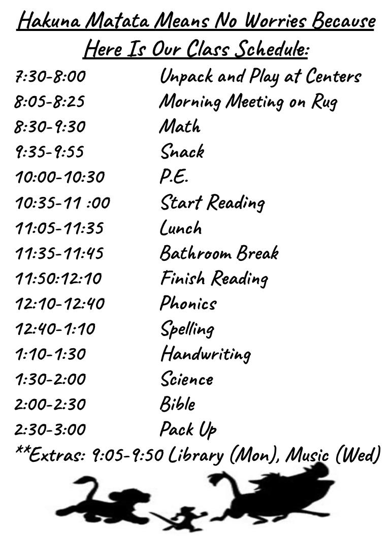 Classroom Schedule 