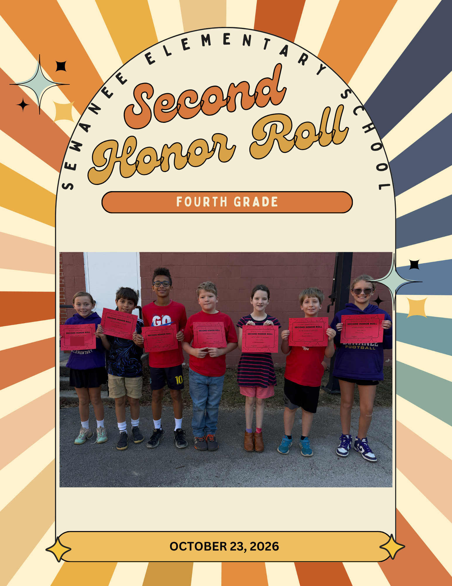 SEWANEE ELEMENTARY SCHOOL SECOND HONOR ROLL - 1ST NINE WEEKS - FOURTH GRADE - OCTOBER 23, 2026