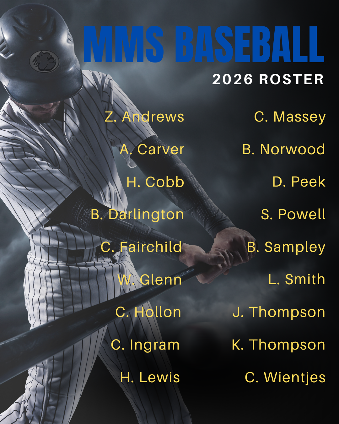 2026 MMS Baseball Roster