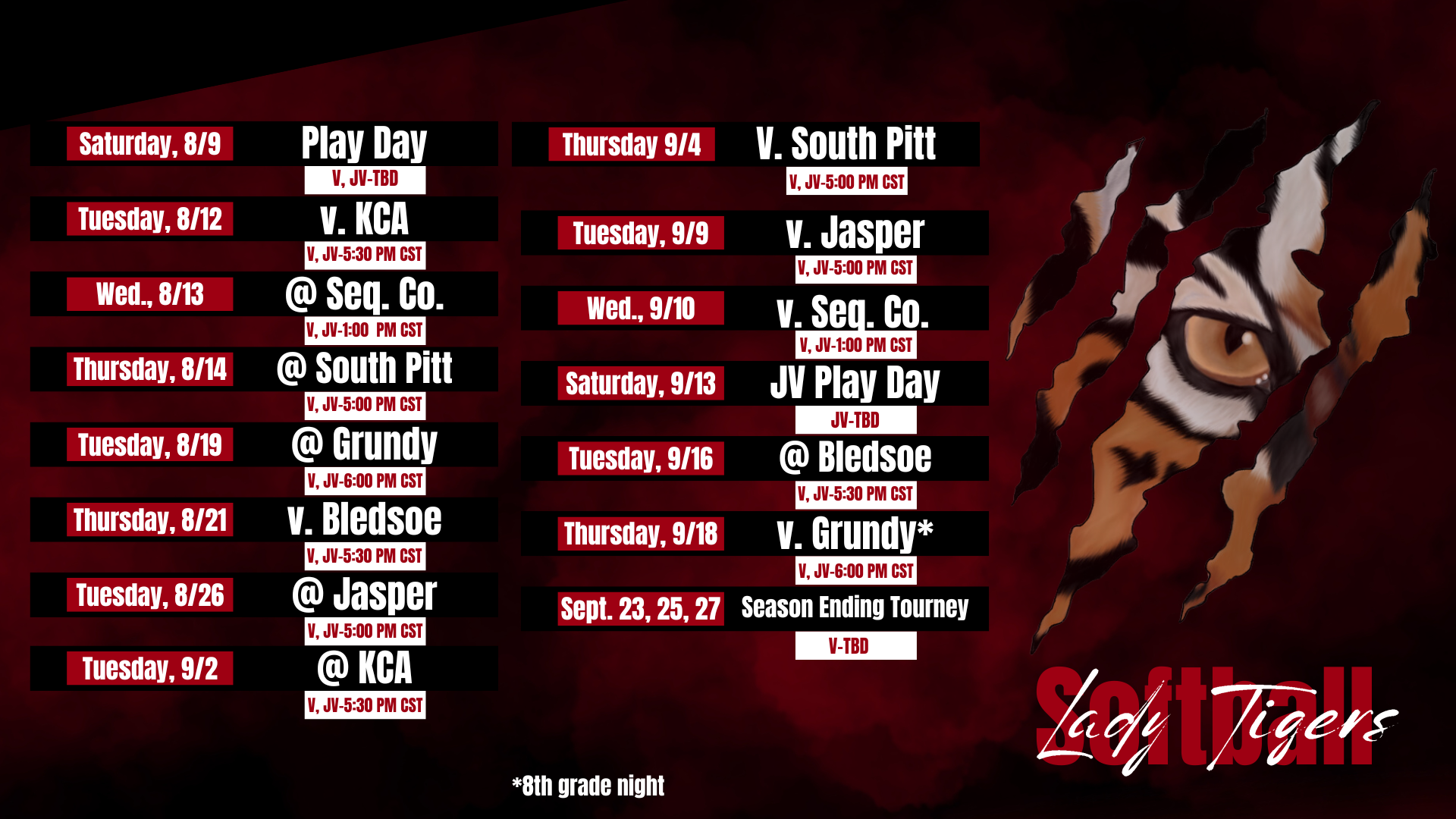 Softball Schedule