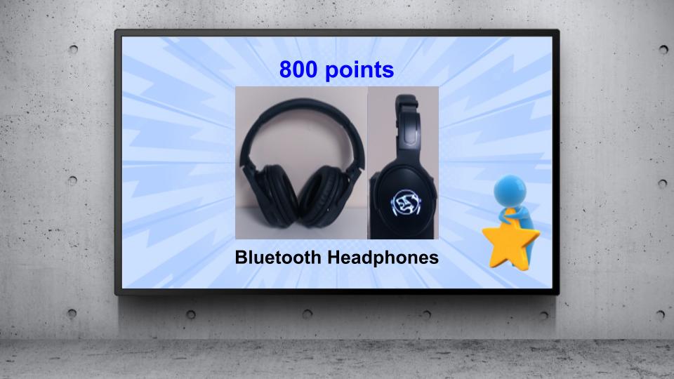800 Points; Bluetooth Headphones