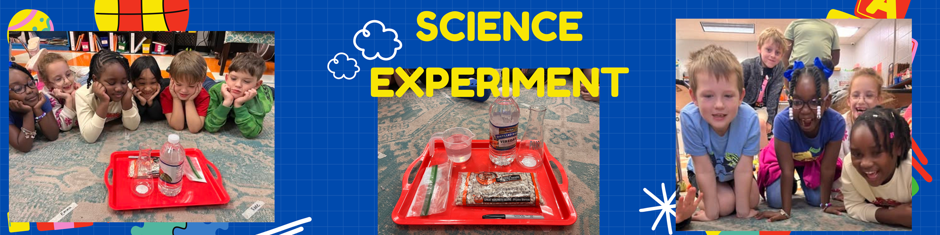 Mrs. Landreth’s 2nd-grade class is observing a science experiment, “Dancing Beans.” They made a prediction about the outcome and observed the results of a chemical reaction between the vinegar and baking soda, to produce carbon dioxide gas bubbles that affected the movement of the beans.