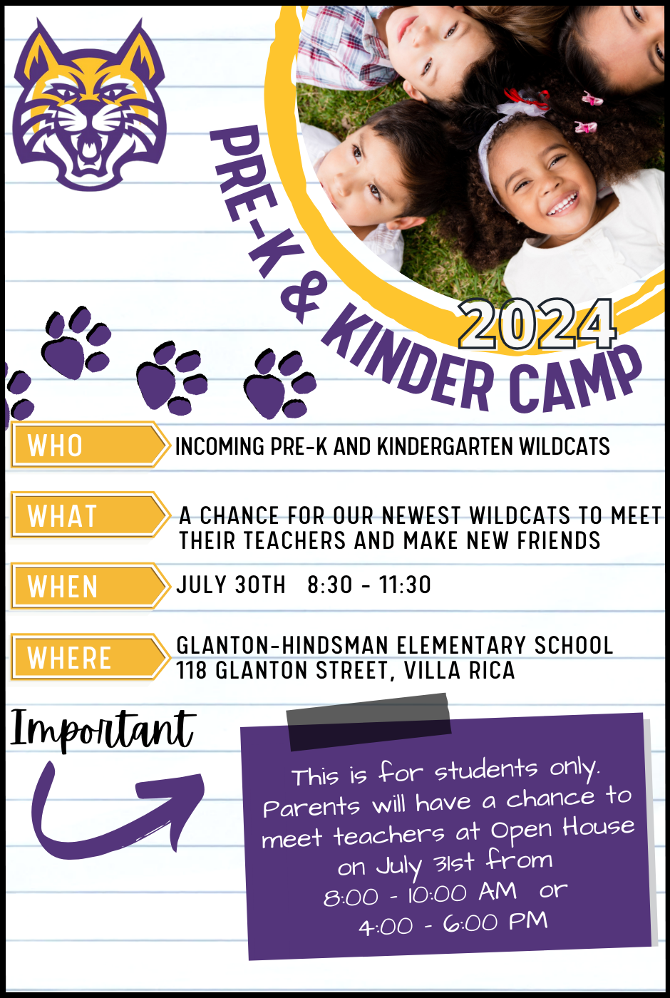 Pre-K/Kinder Camp Invite