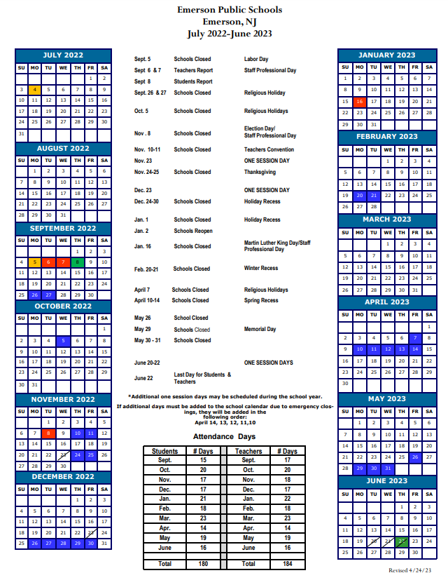 Academic Calendar 2022-2023