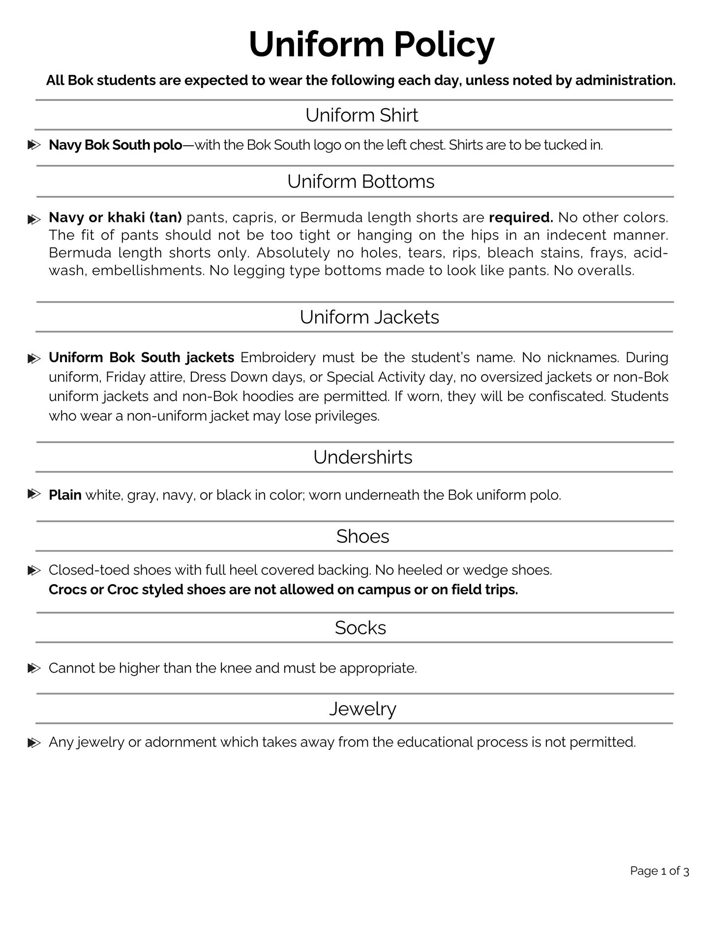 Uniform information, please call the school