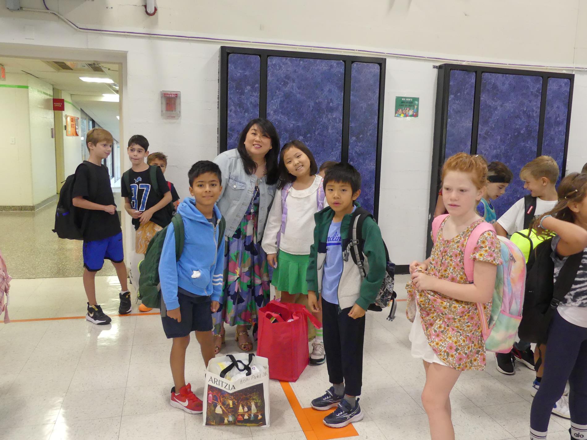 Students and teachers in the cafeteria