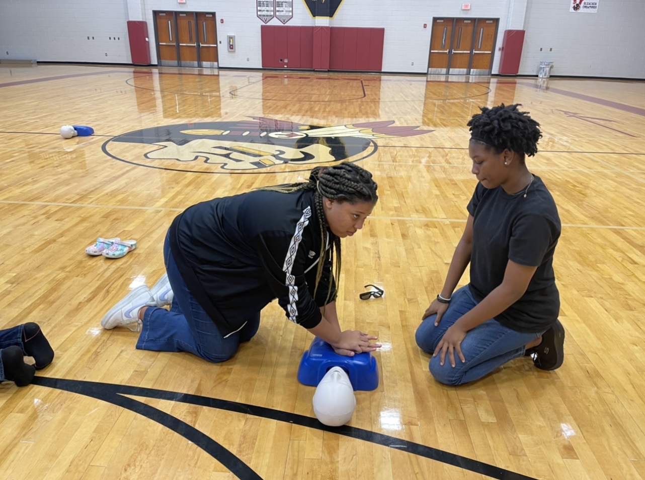 VHS Students Practice Hands Only CPR