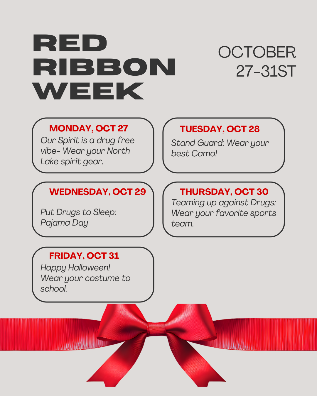 Red Ribbon Week Dress up days