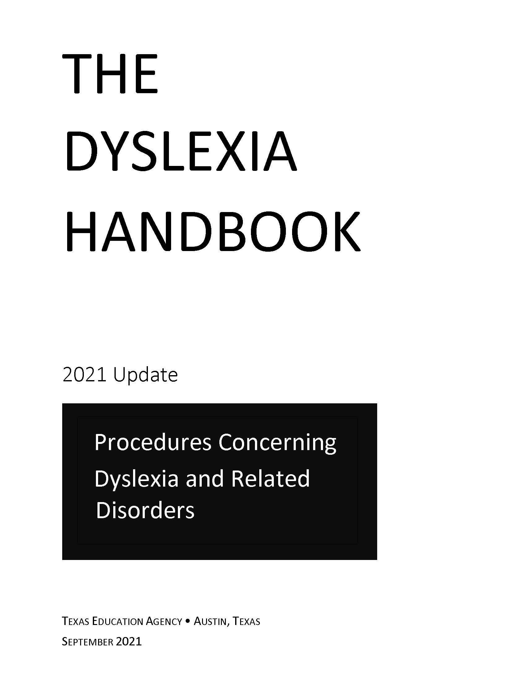 The Dyslexia Handbook 2021 Update