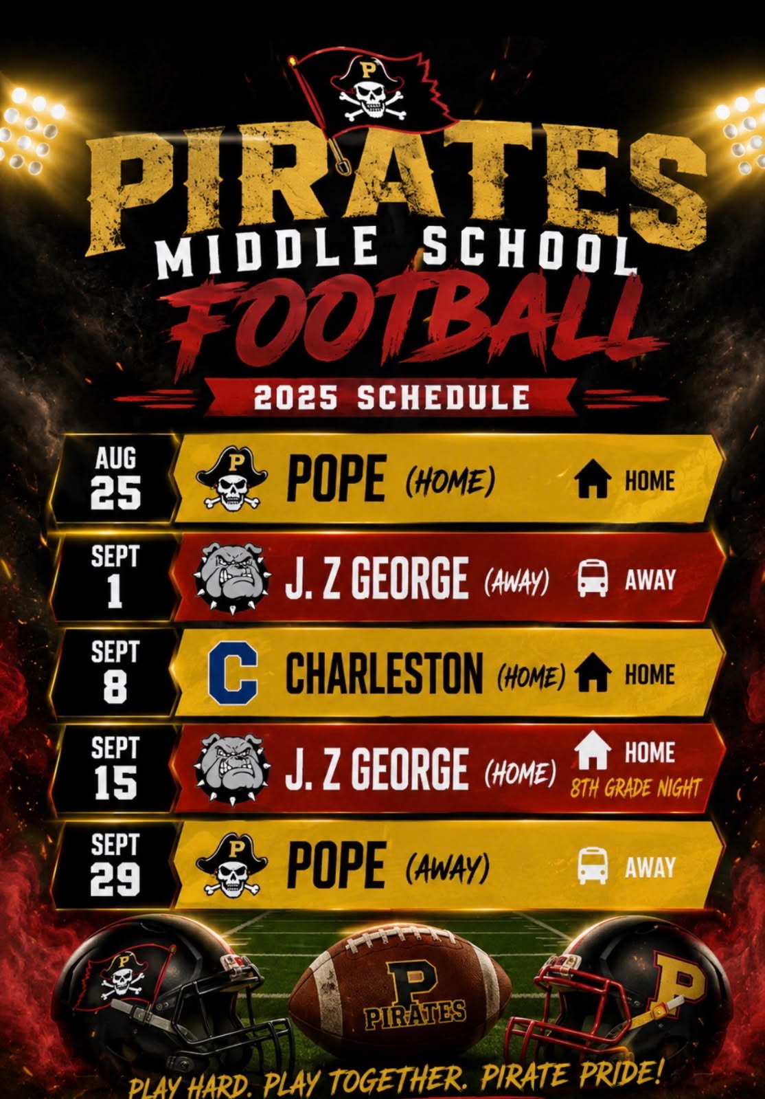 middle school football schedule