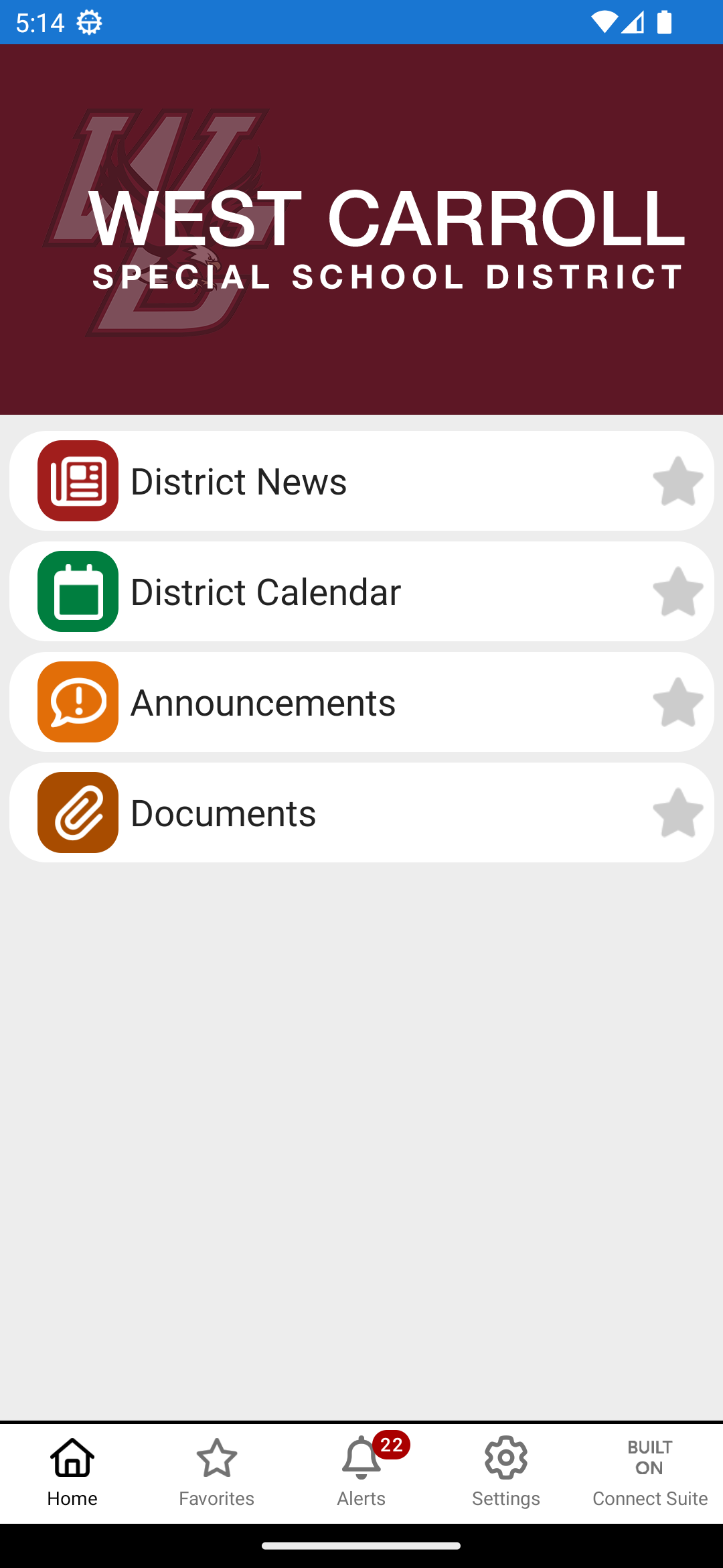 WCSSD Connect App Screen WCSSD Connect App Screen