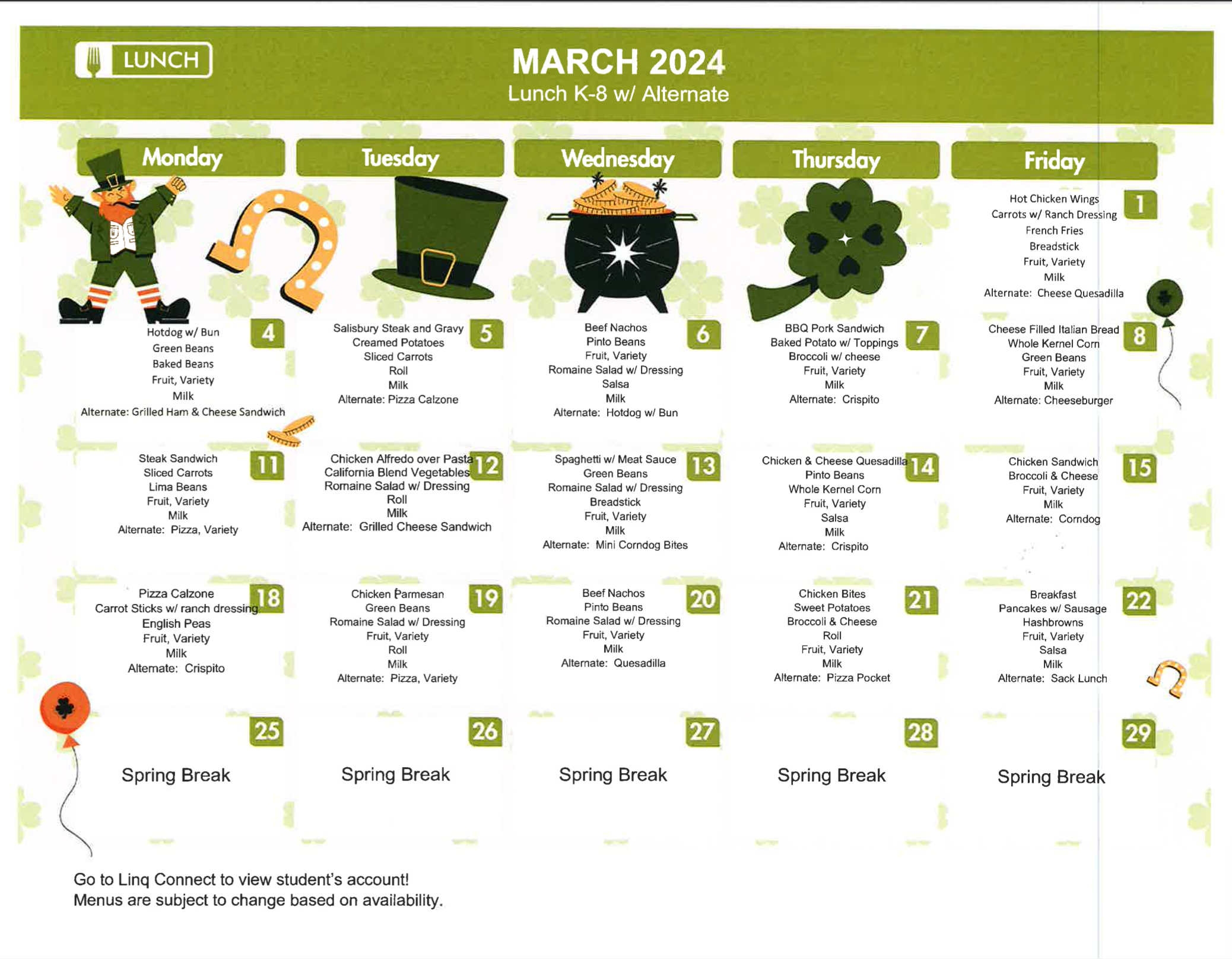 March menu 2