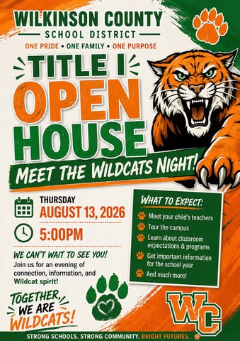 Green, orange and white flyer about district wide open house