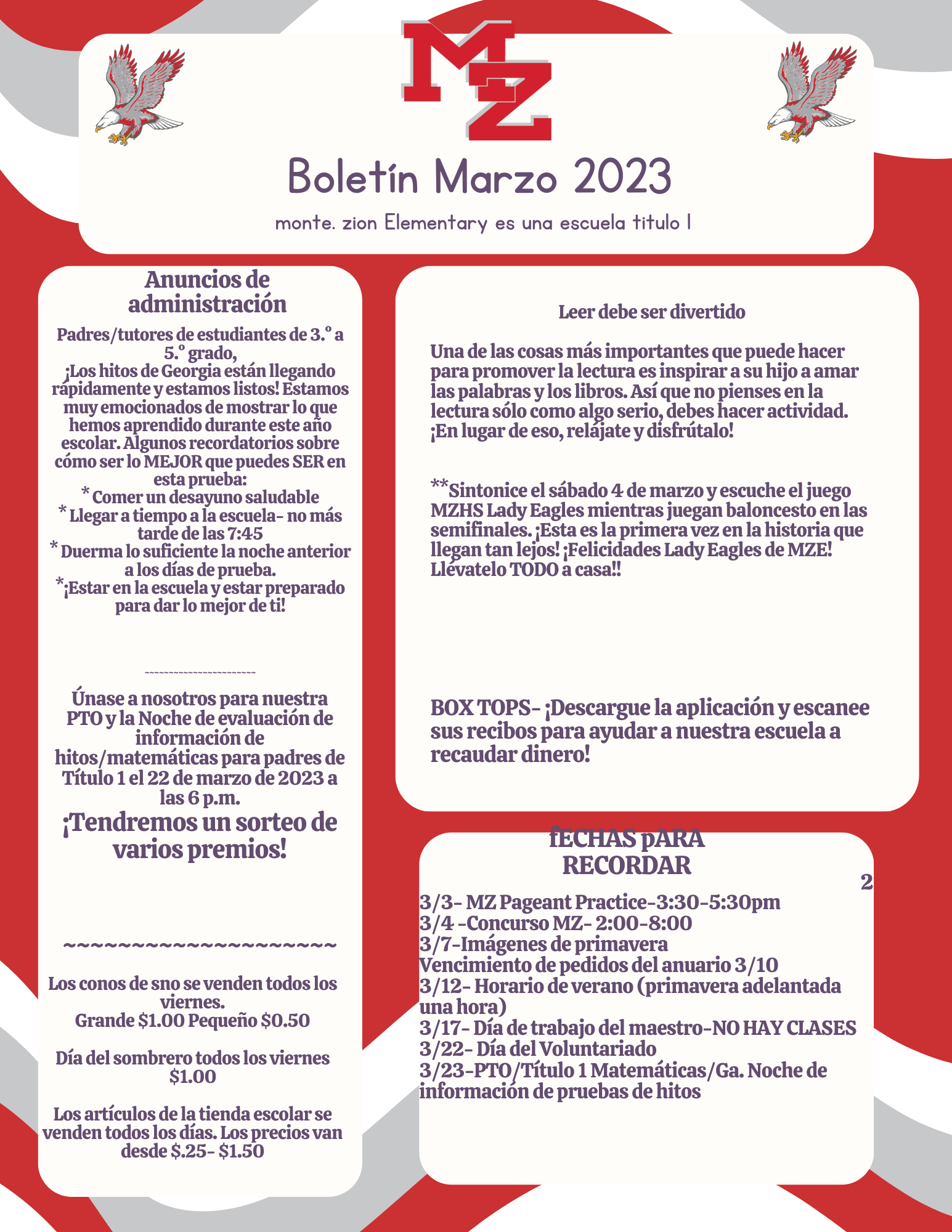 MZE March Newsletter Spanish