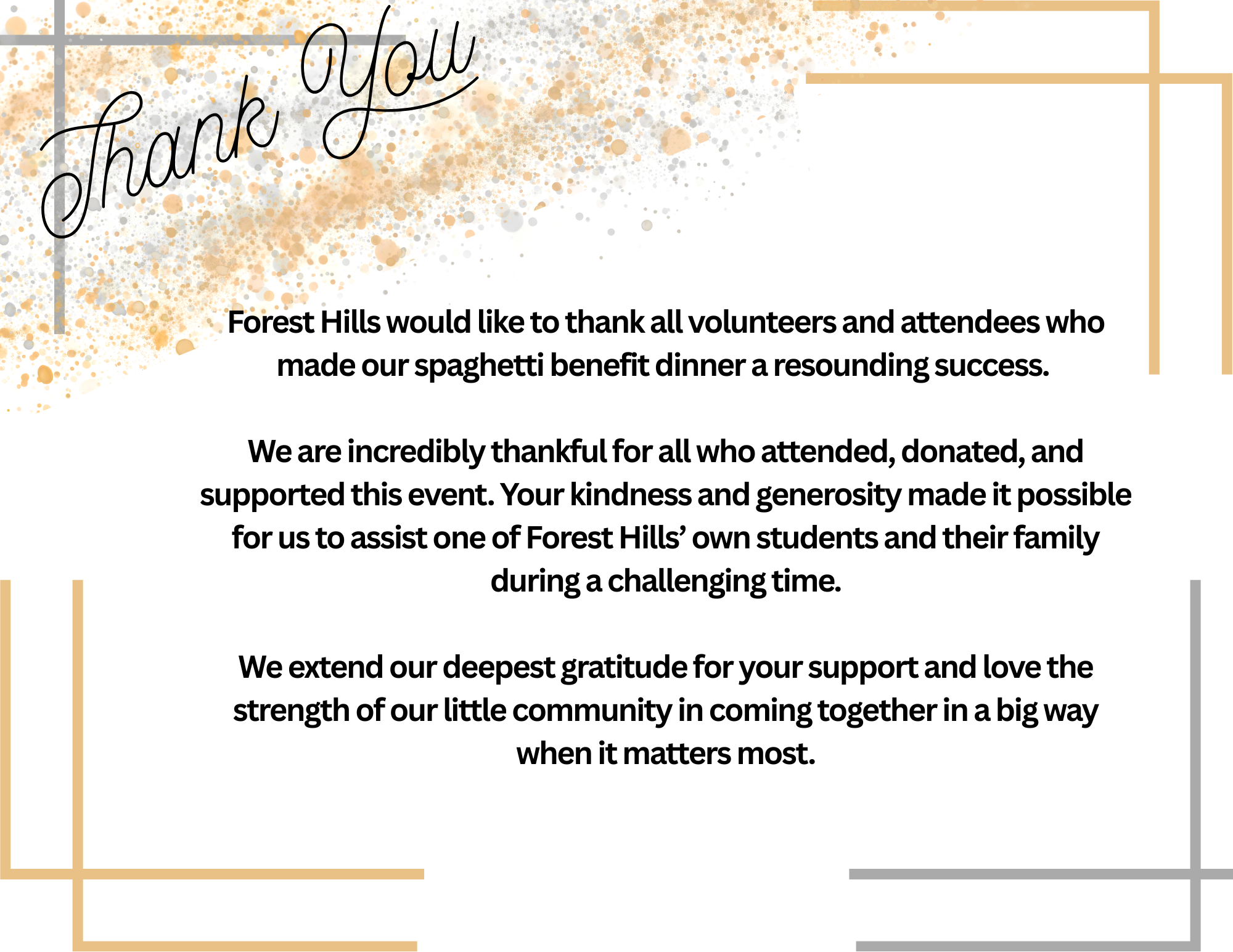 THANK YOU - Spaghetti Benefit Dinner