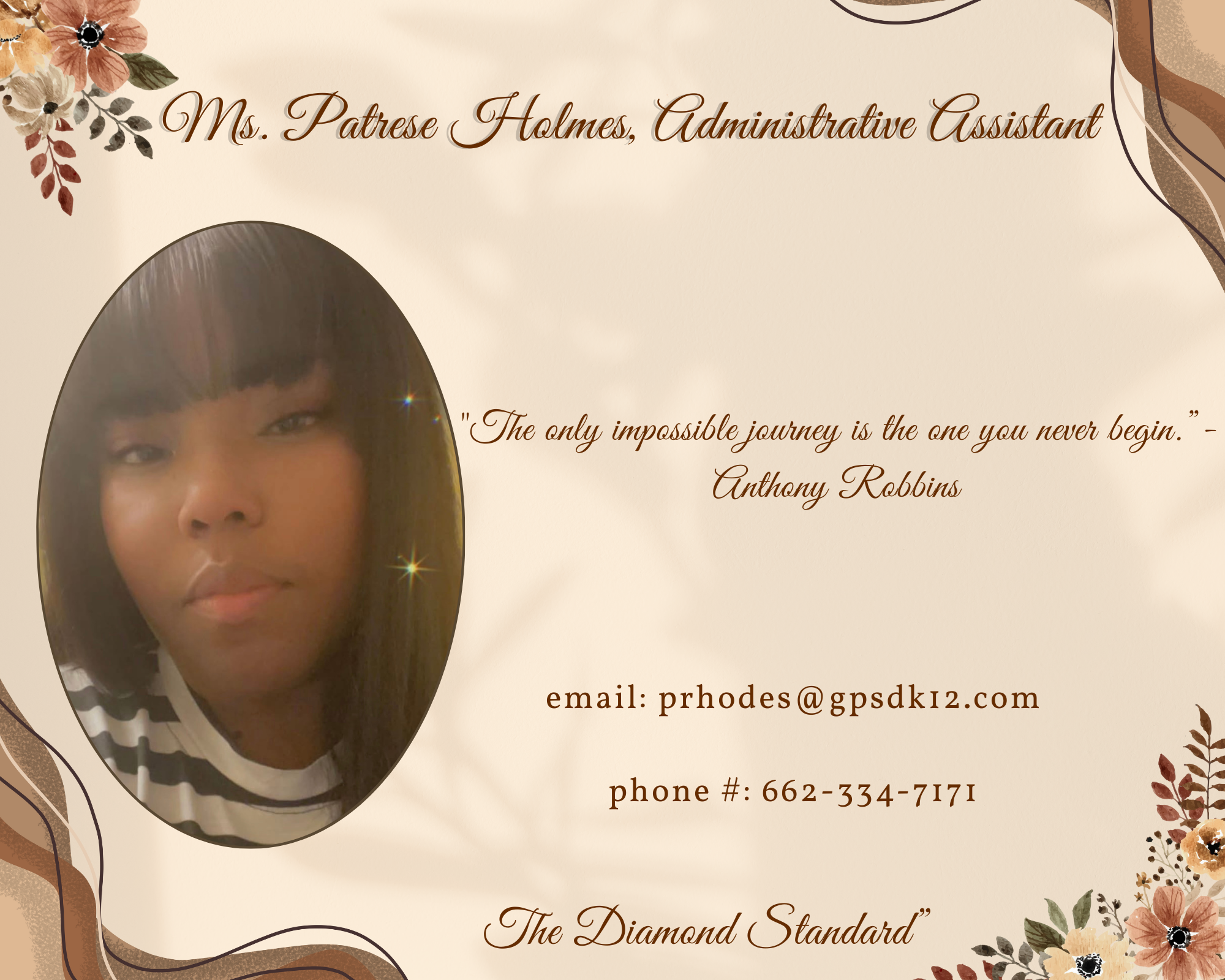 Patrese Holmes, Administrative Assistant 