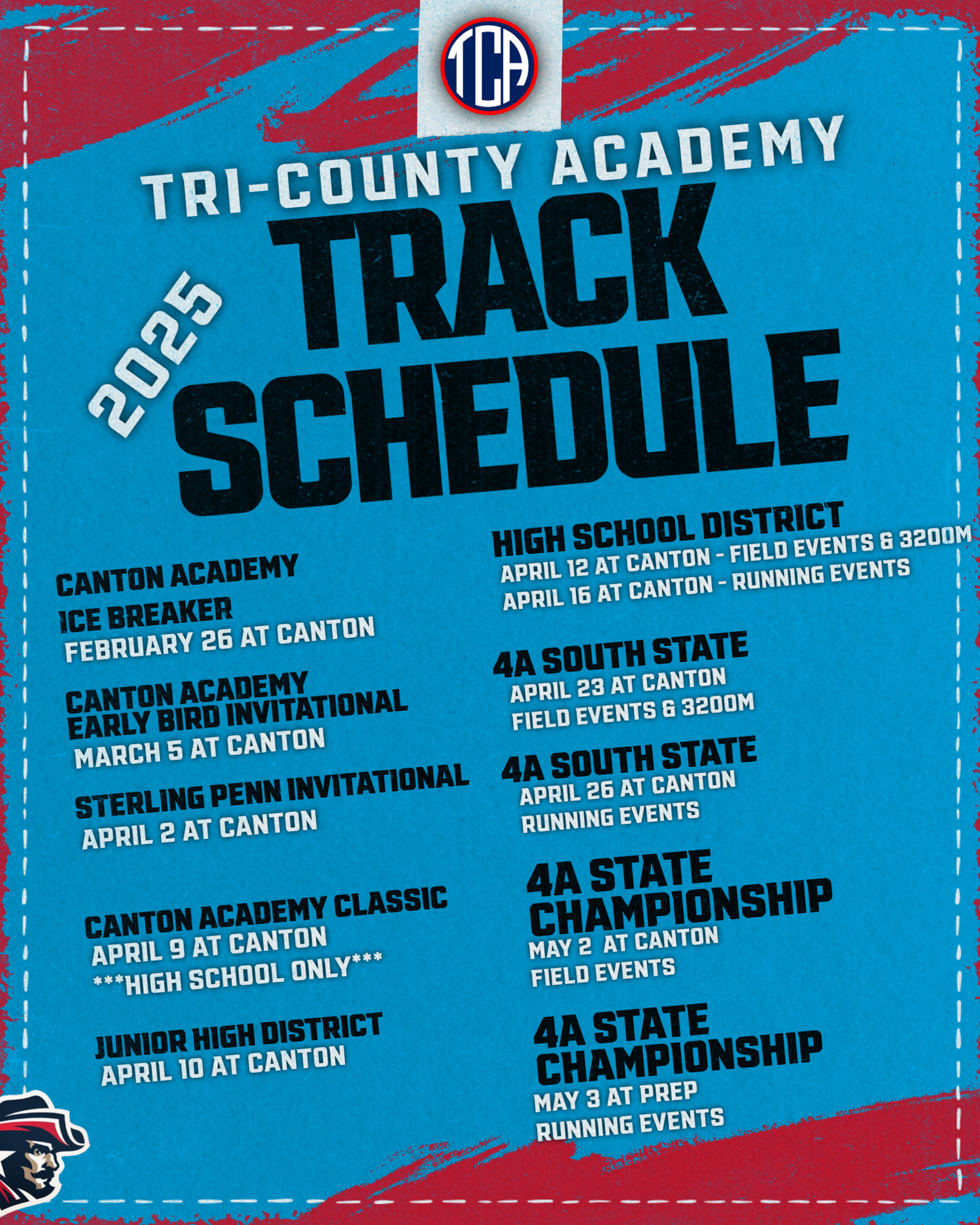 2025 Track schedule