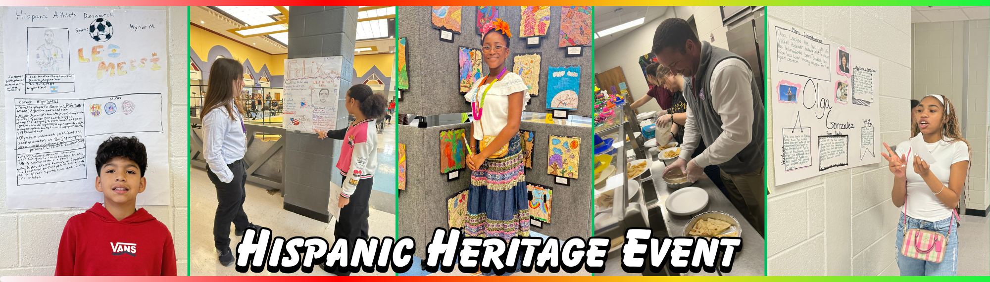 Hispanic heritage event with pictures of students