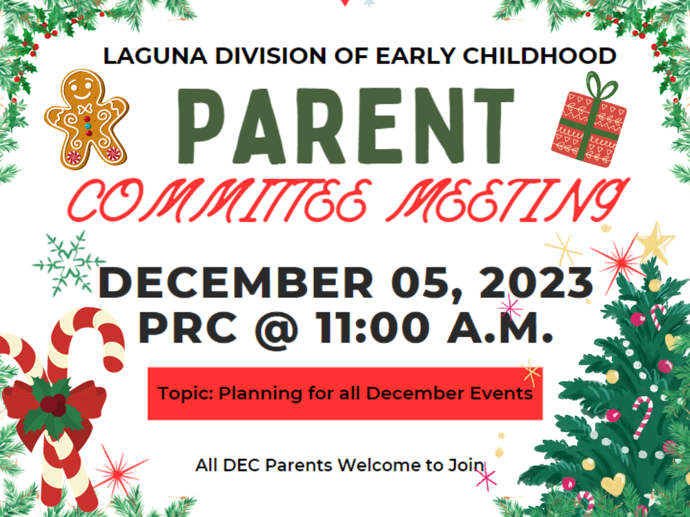 DEC · Parent Committee Meeting · Dec. 5th at 11am in the PRC