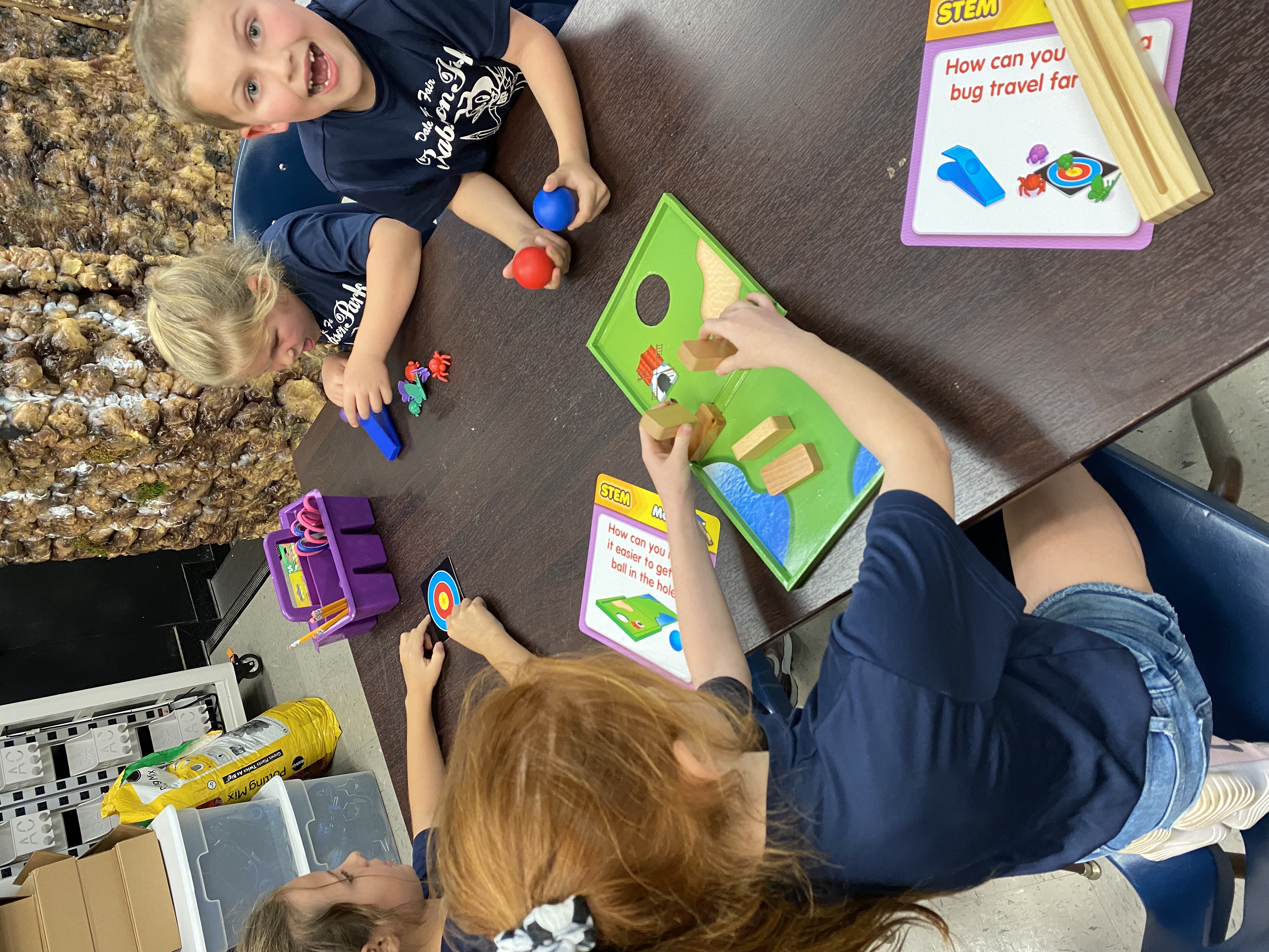 1st Grade students exploring motion.