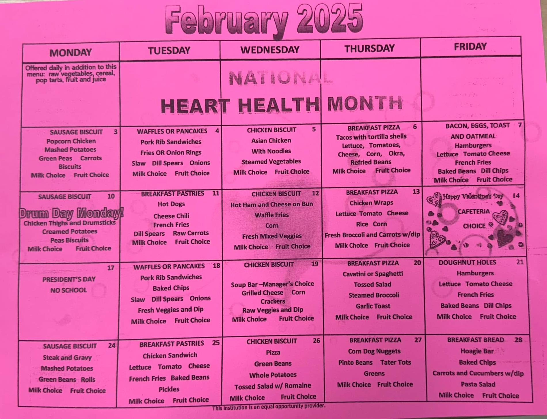 February Menu