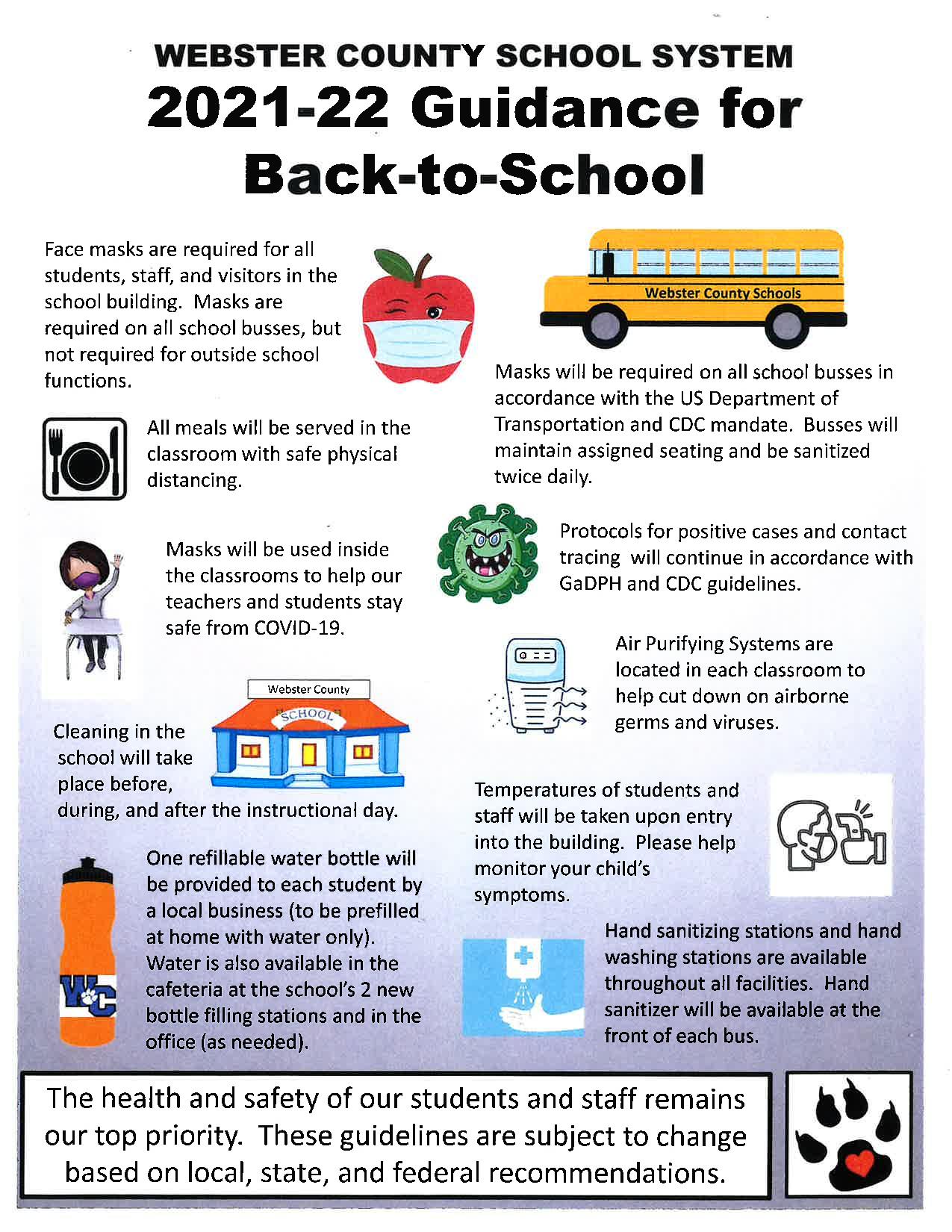 Webster County School System 2021-22 Guidance for Back-to-School
