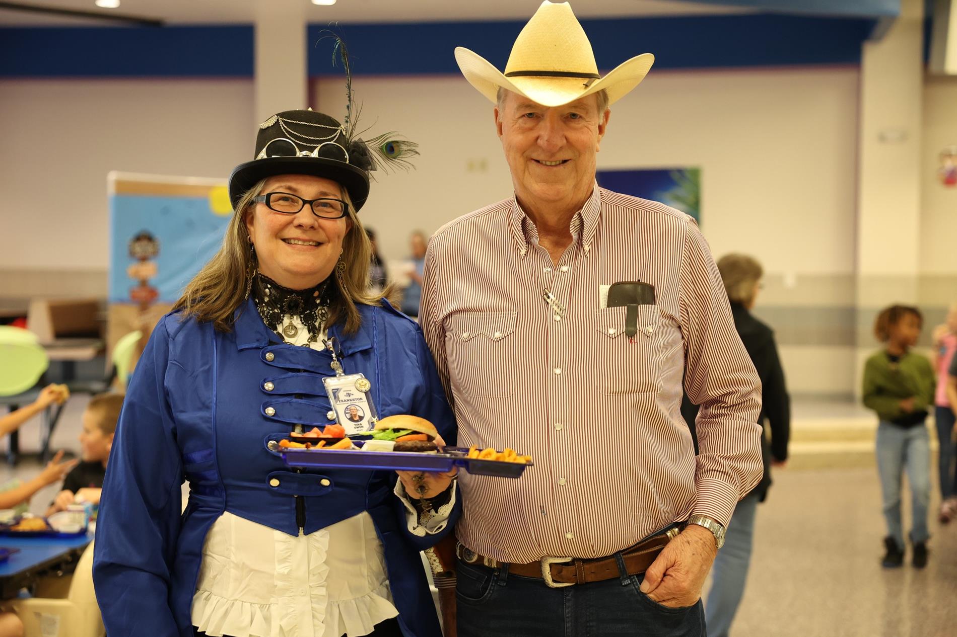 Cafeteria staff and rep from East Texas Beef Co