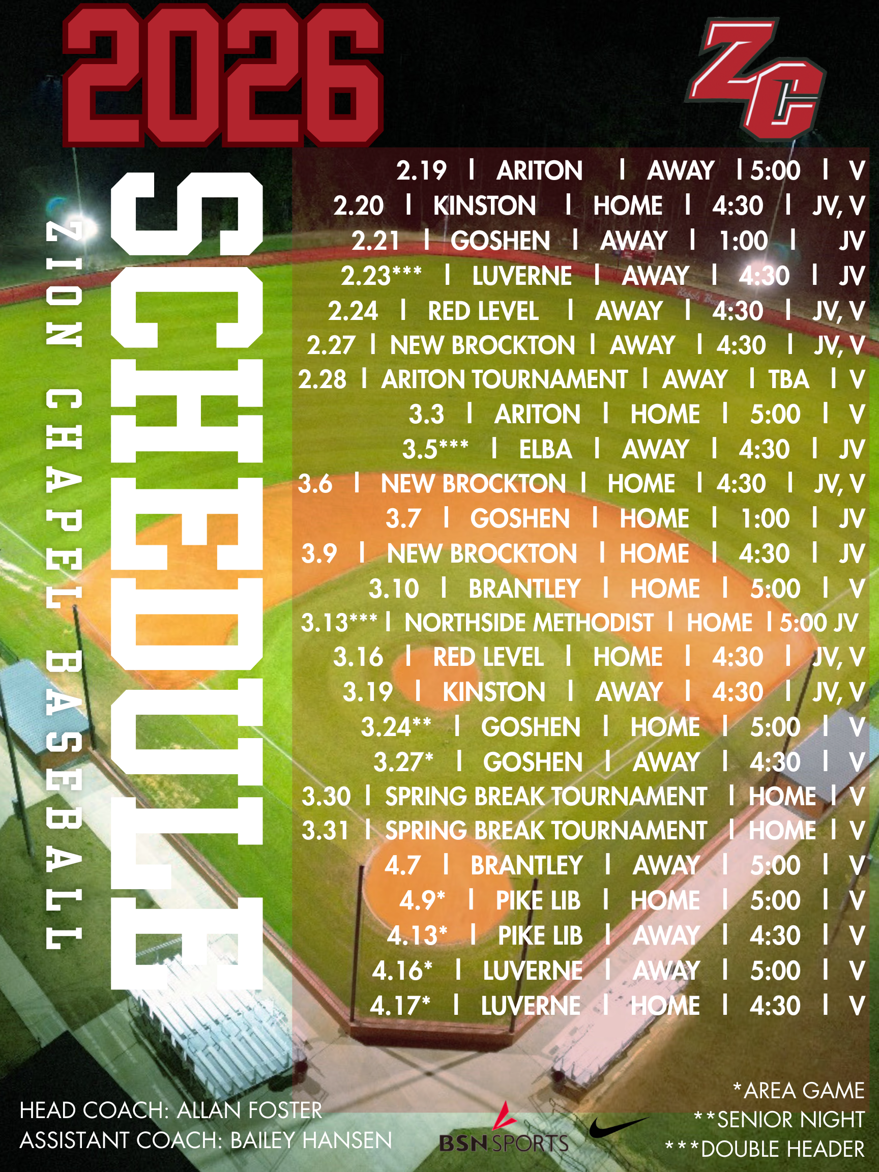 2026 Baseball Schedule