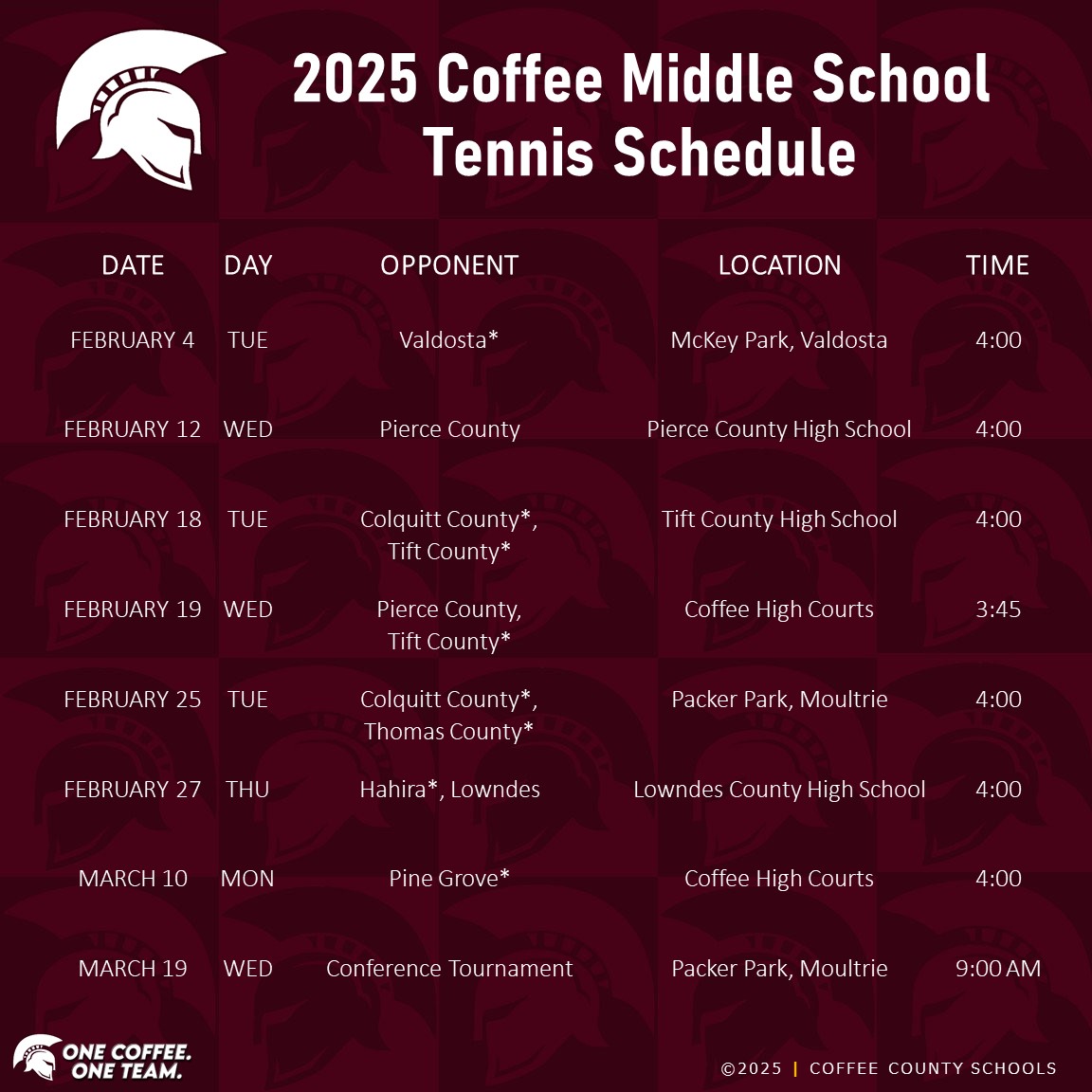 2025 CMS Tennis Schedule