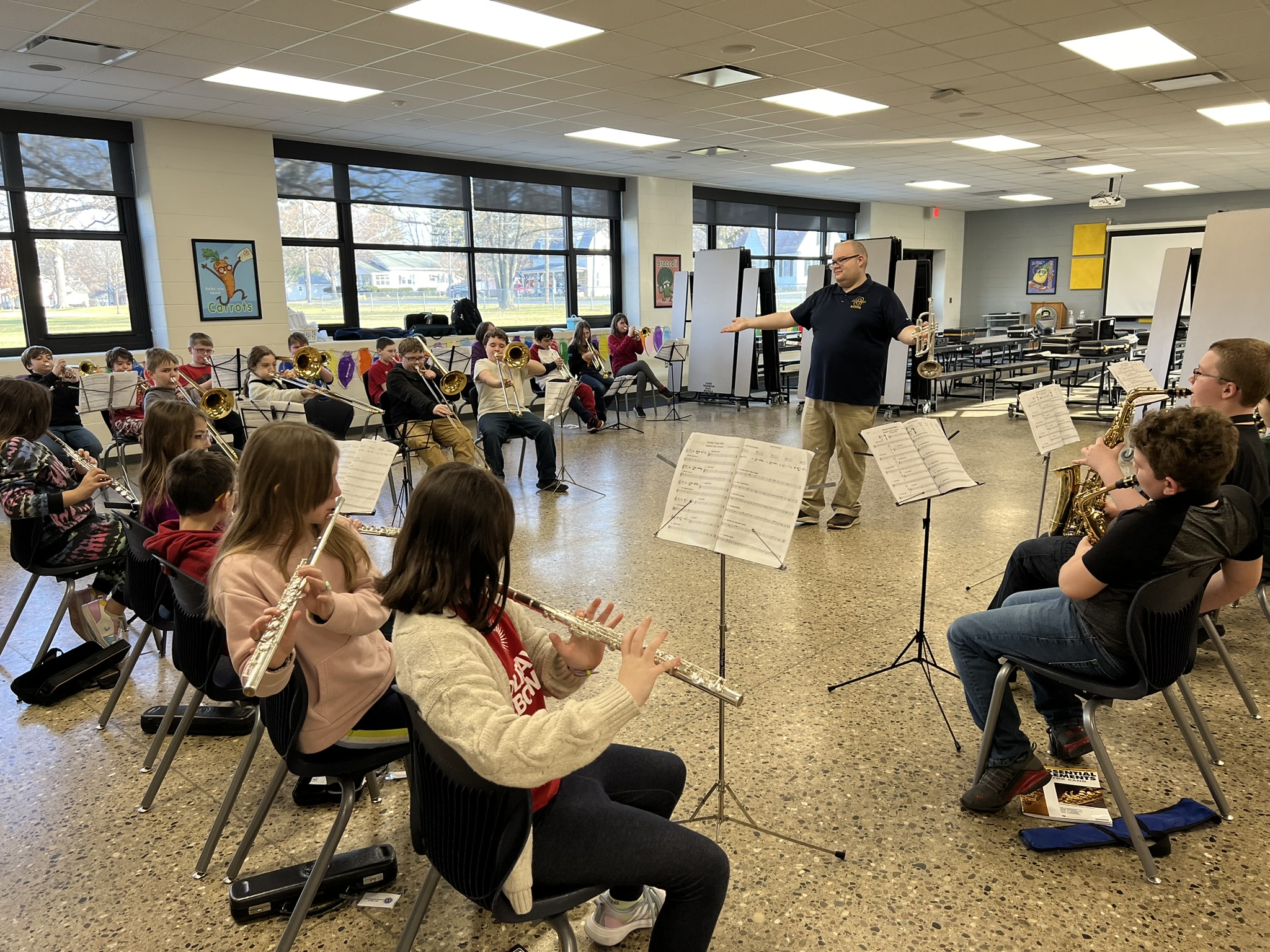 Students playing instruments