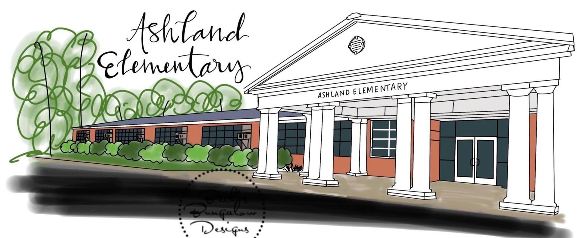 Ashland Elementary building graphic drawing