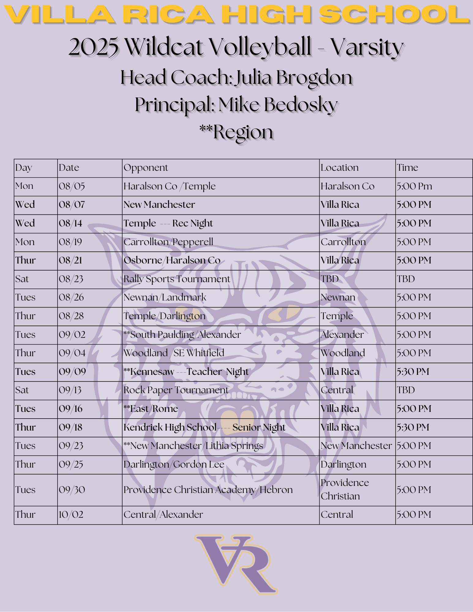 schedule