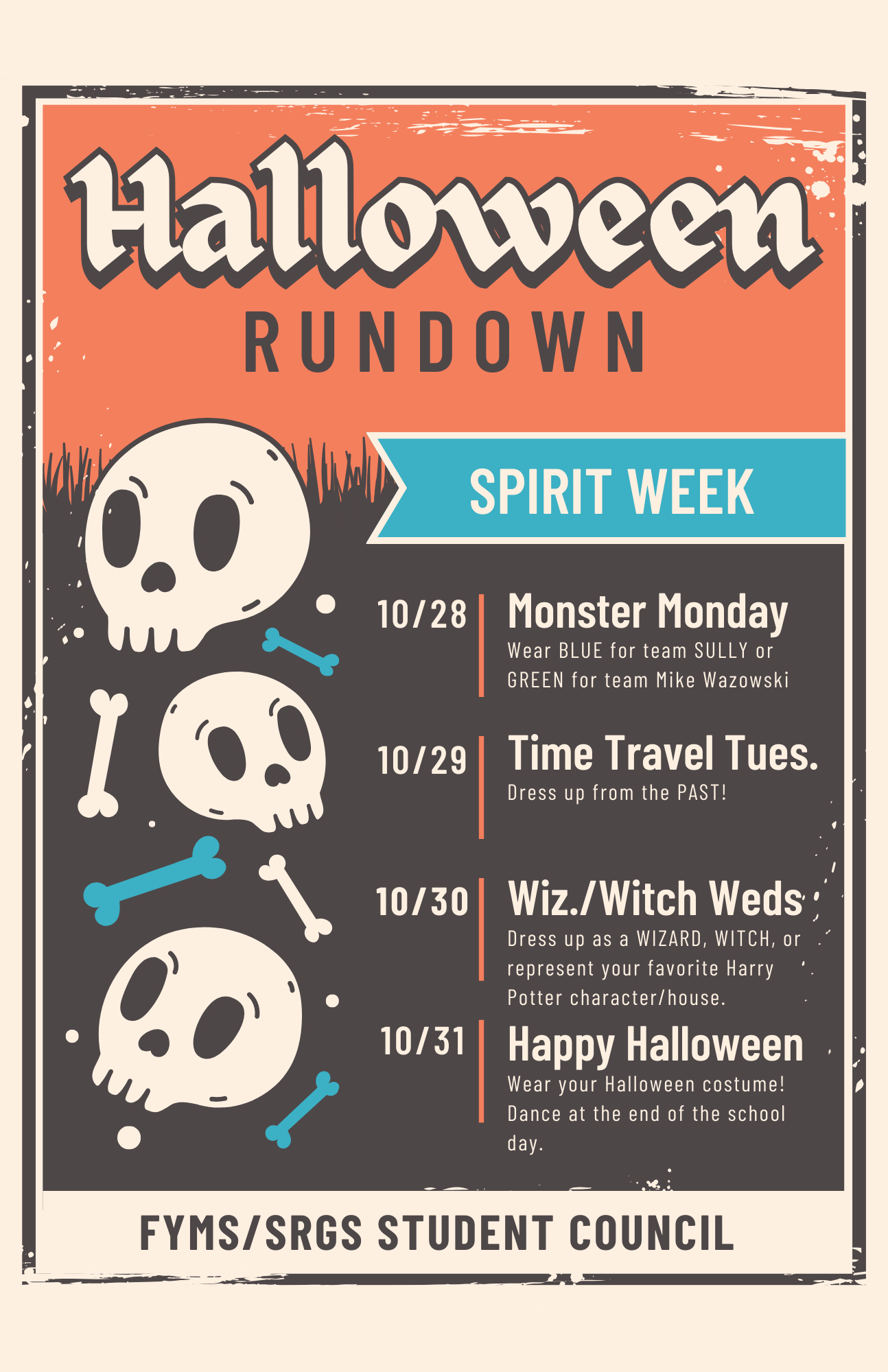 Junior High Rundown Spirit Week Flyer