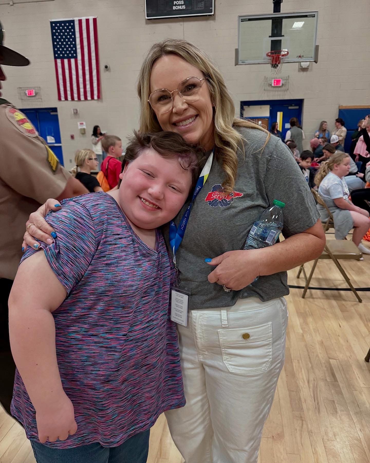Student Sophia Smith is always smiling. She loves her new shoes! 