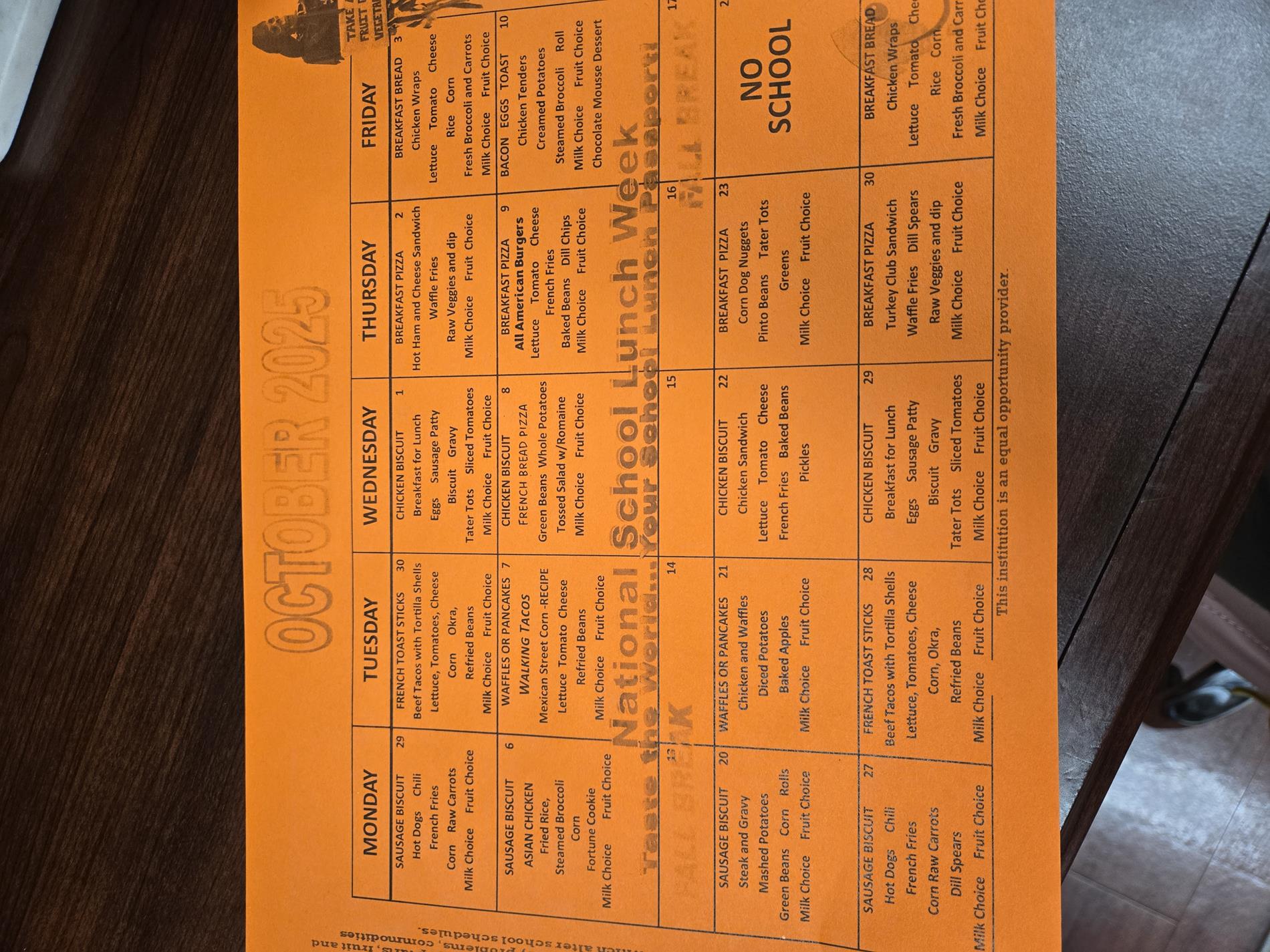 October Menu